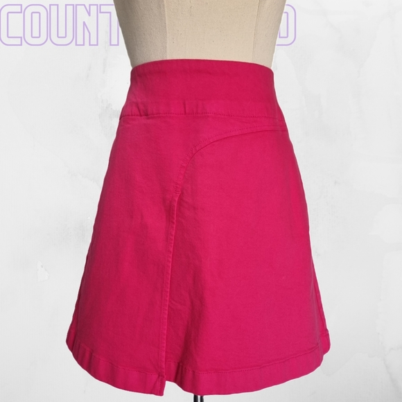Country Road Dresses & Skirts - Country Road Hot Pink Cotton Faux Wrap A-Line Mini Skirt Y2K Size 10